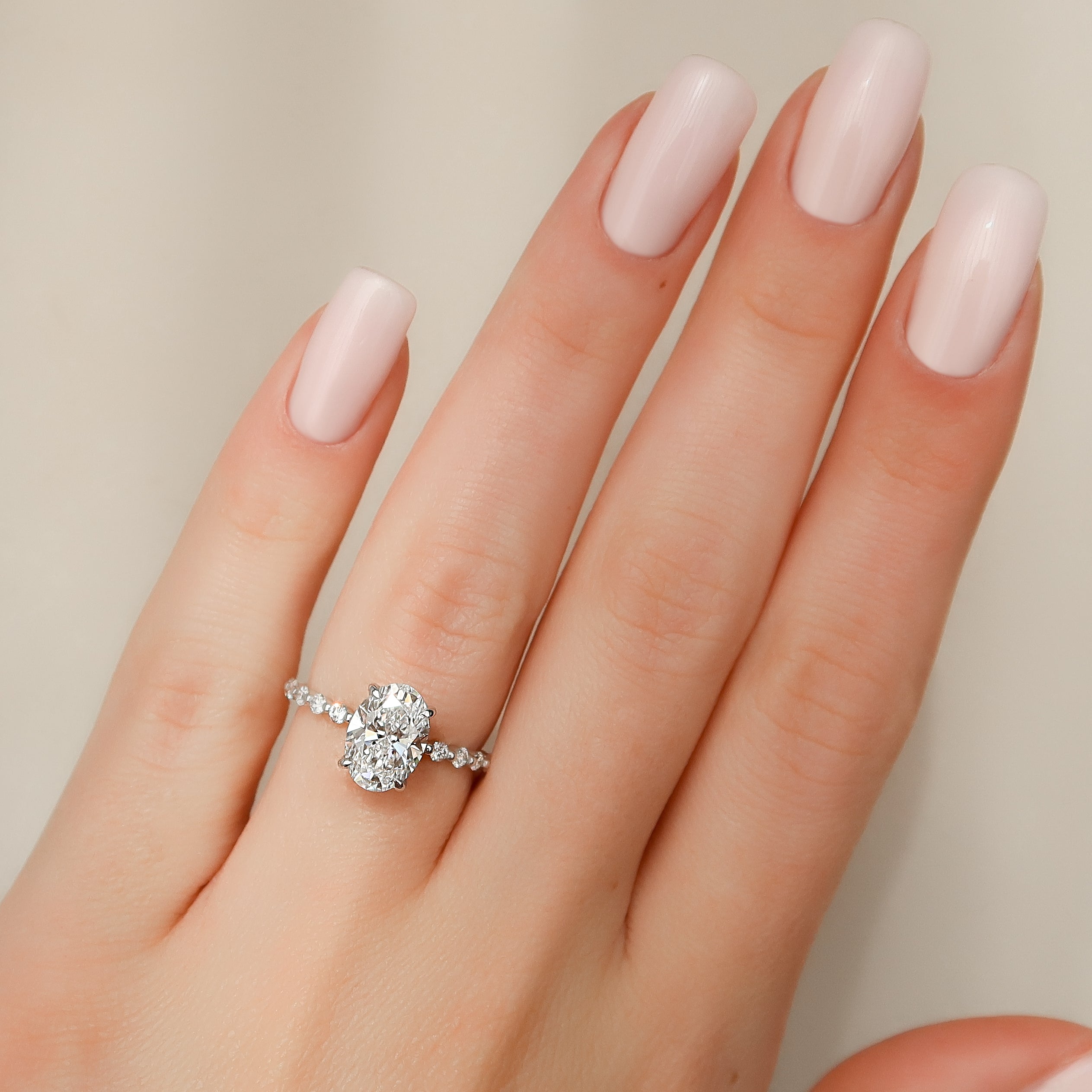 1.50 - 3.50 CT Oval Cut CVD Diamond Hidden Halo & Pave Engagement Ring