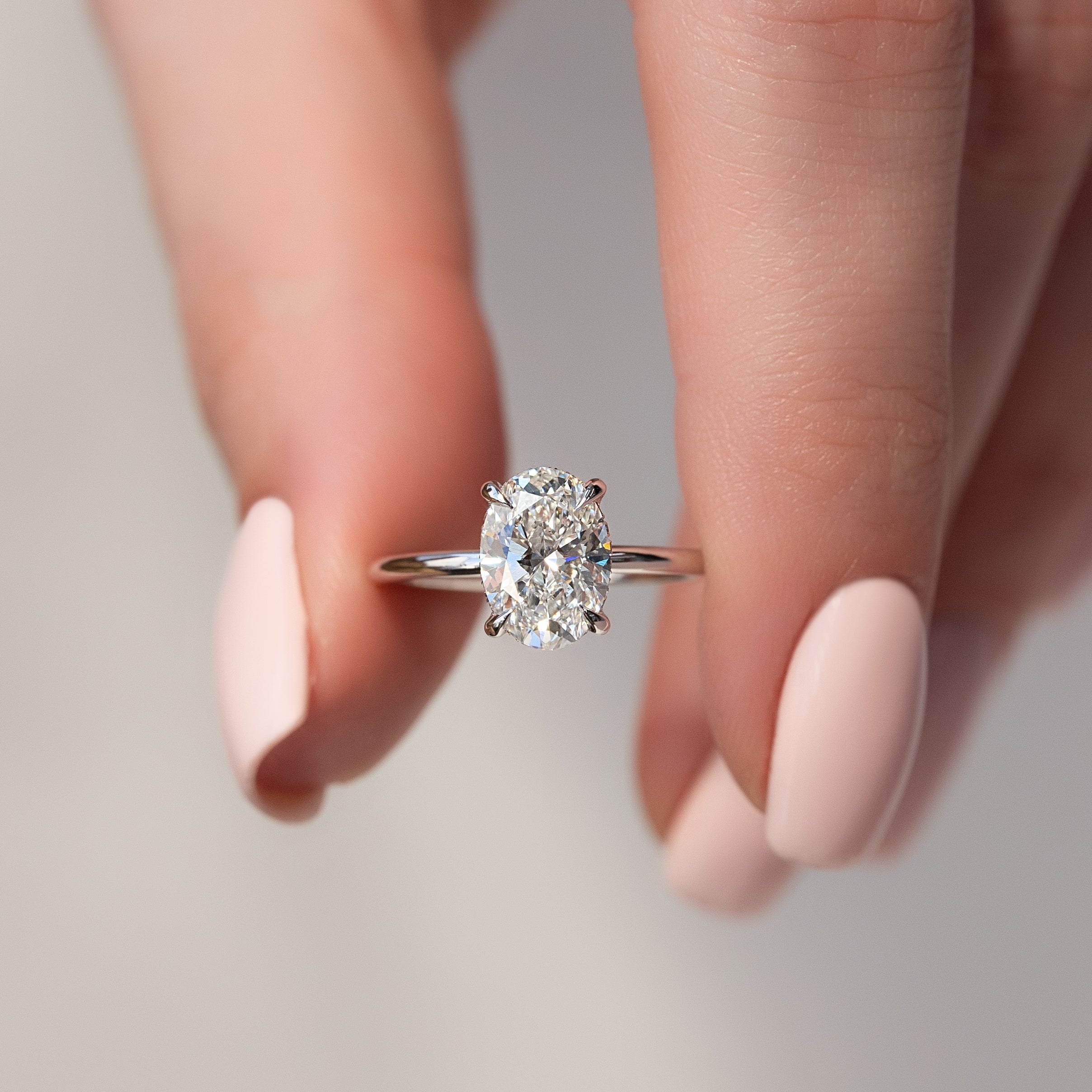 1.50 - 3.50 CT Oval  Cut CVD Diamond Hidden Halo Engagement Ring