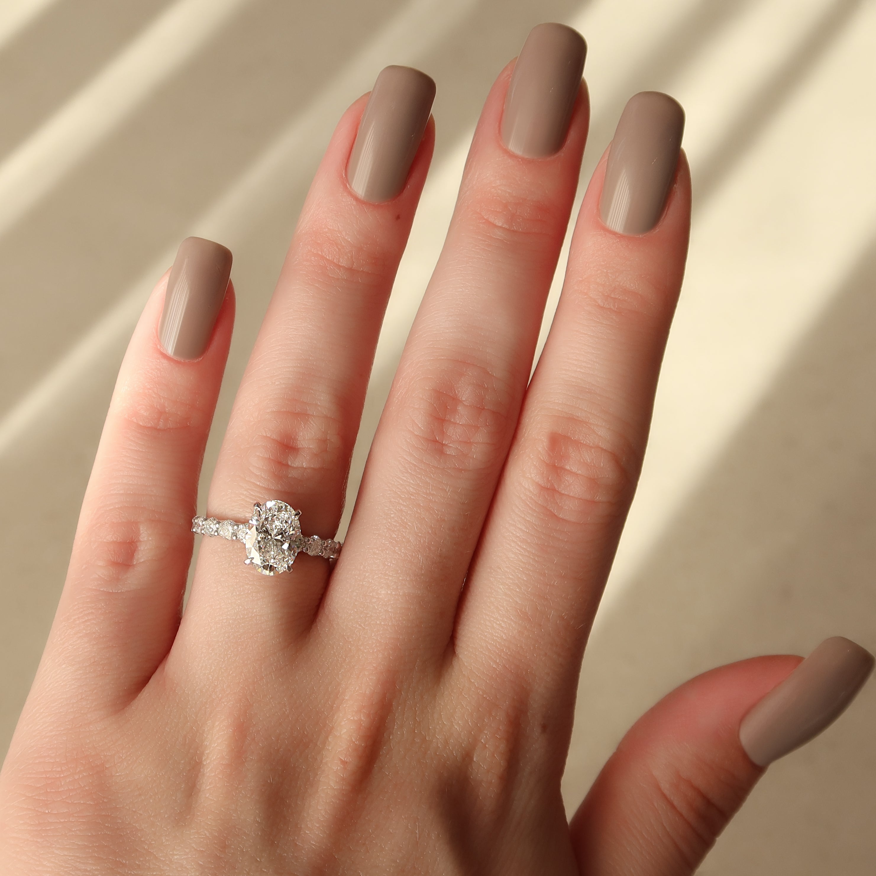 2.0 - 4.0 CT Oval Cut CVD Diamond Hidden Halo & pave  Engagement Ring