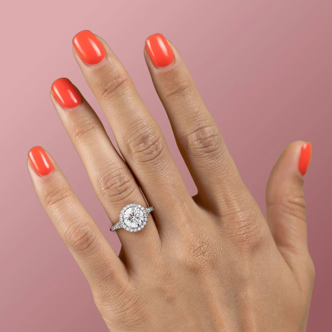 2.0 - 3.0 CT Round Cut CVD Diamond Halo & Pave Engagement Ring