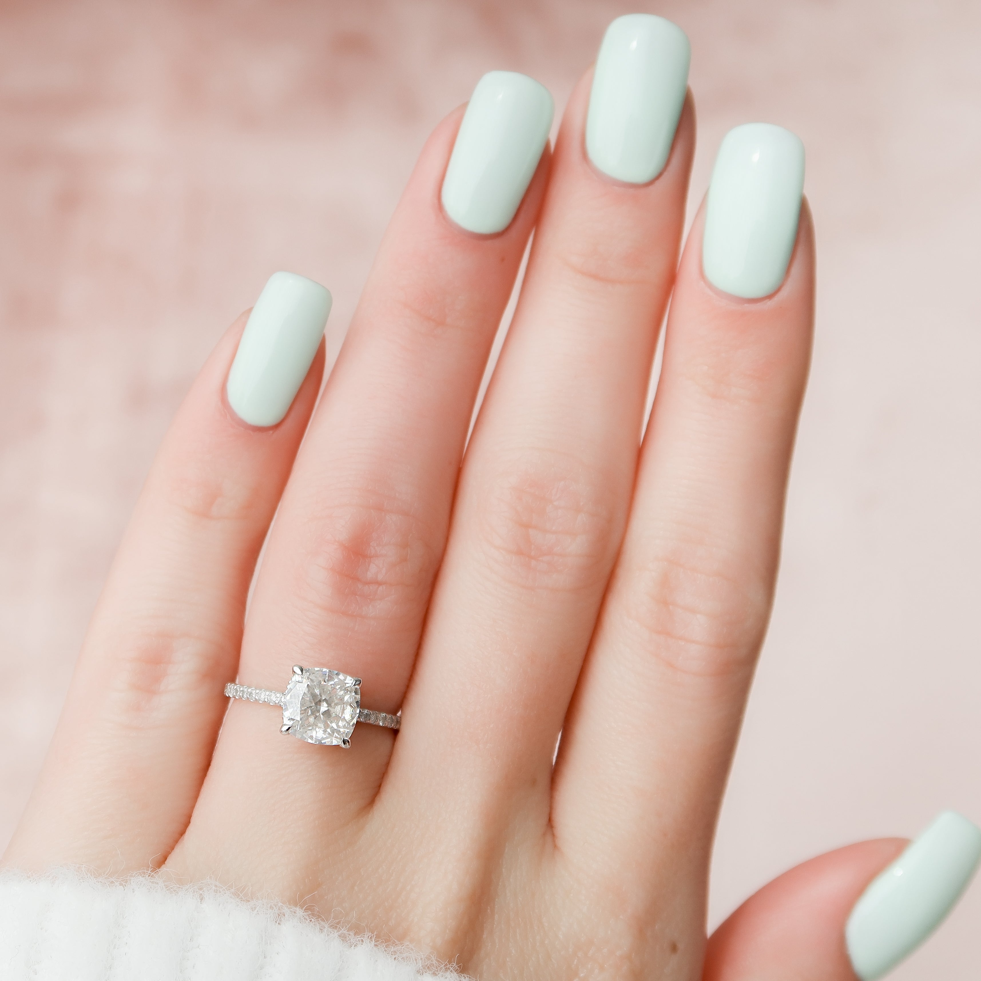 2.0 - 3.0 CT Cushion Cut CVD Diamond Hidden Halo & Pave Engagement Ring