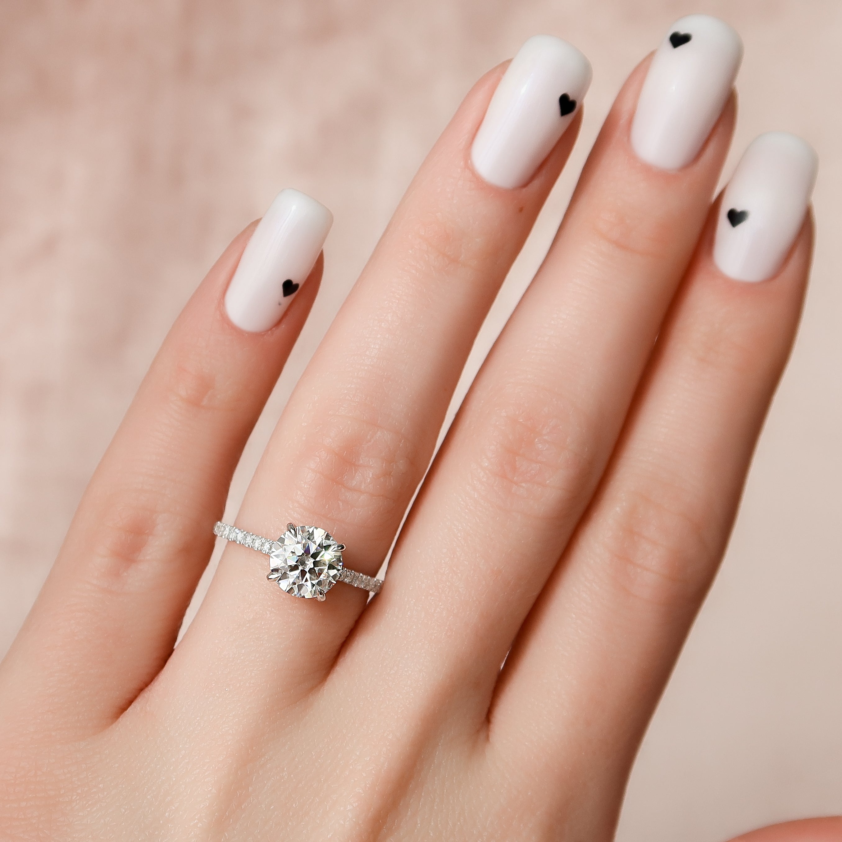 2.0 - 4.0 CT Round Cut CVD Diamond Hidden Halo & Pave Setting Engagement Ring