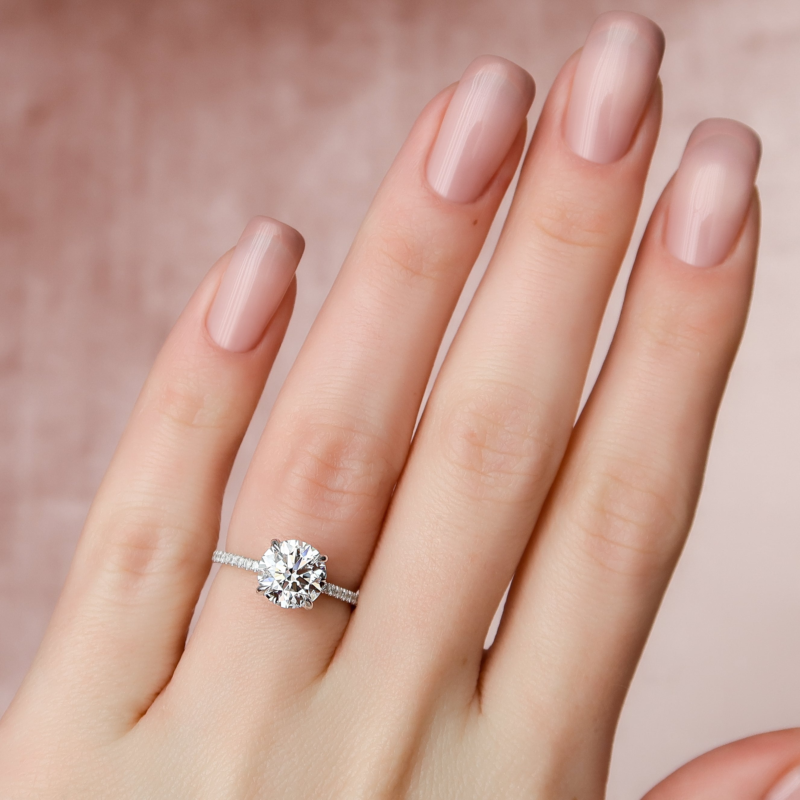 1.50 - 3.50 CT Round Cut CVD Diamond Hidden Halo & Pave Engagement Ring