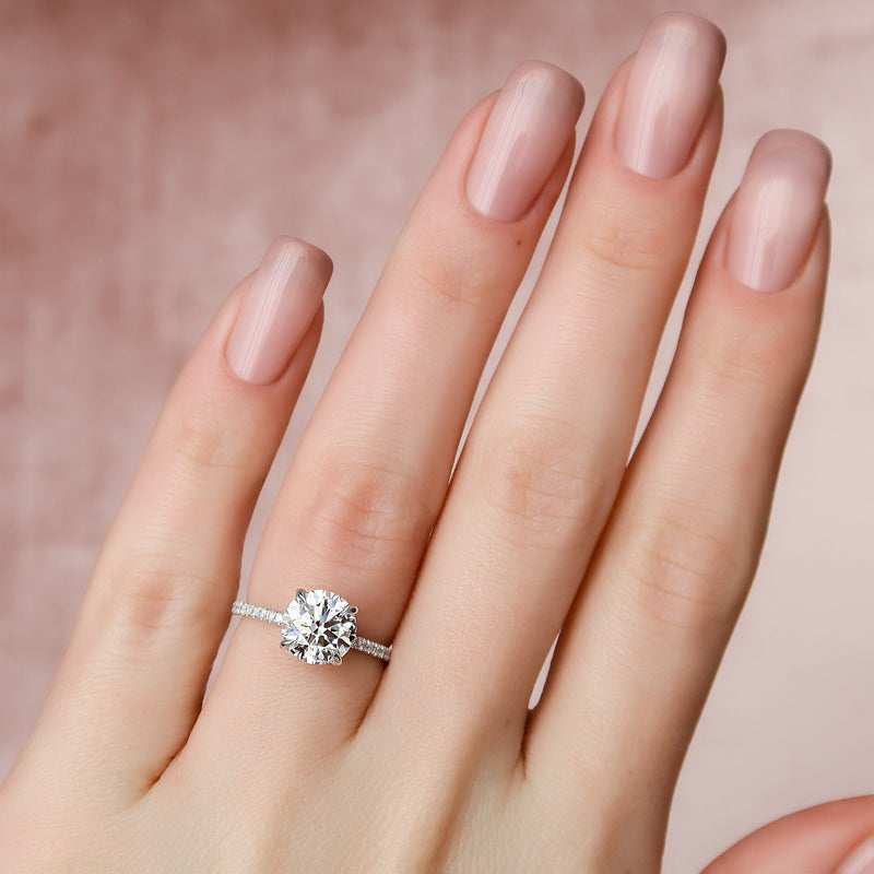 1.50 - 3.50 CT Round Cut CVD Diamond Hidden Halo & Pave Engagement Ring