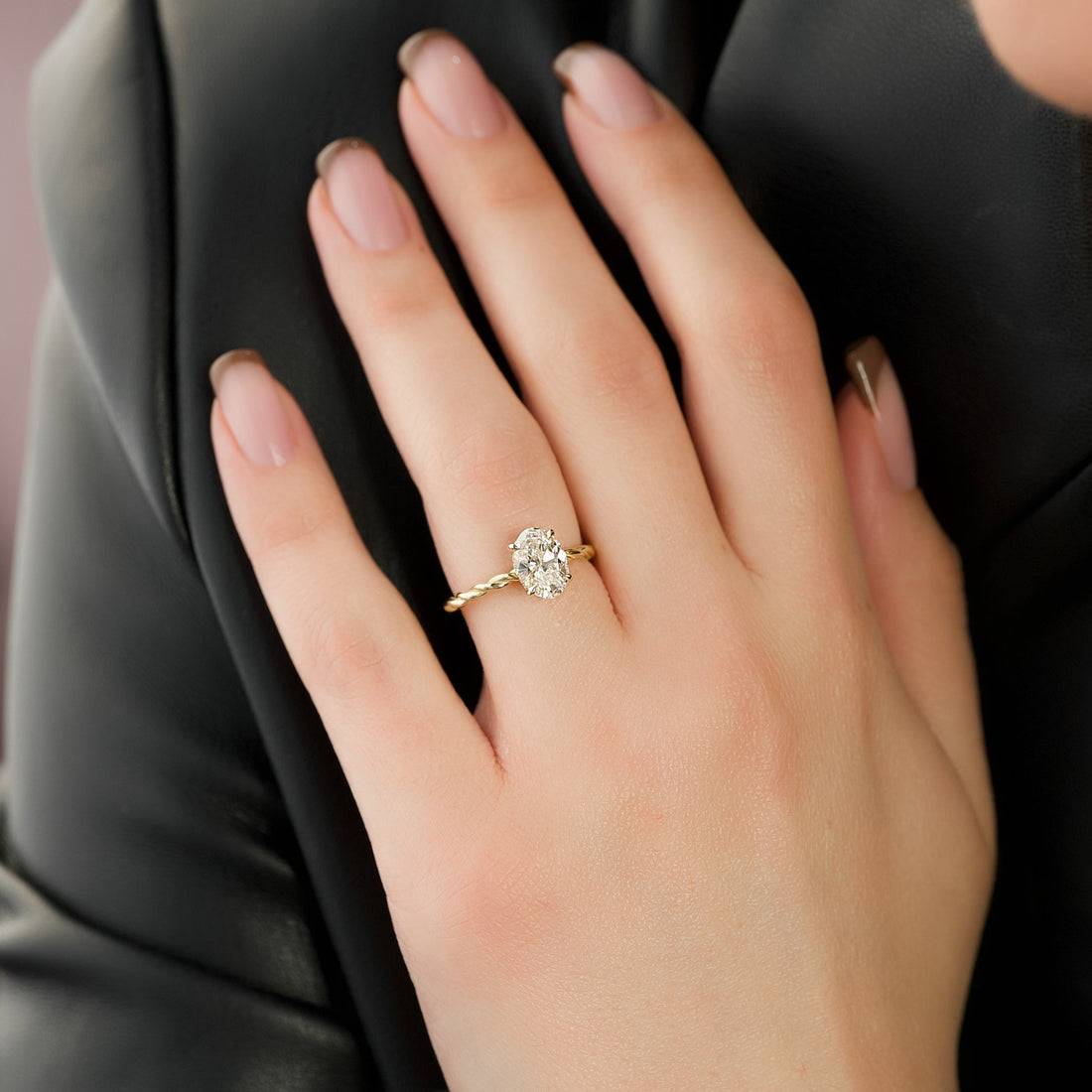 1.0 -3.0 CT Oval Cut CVD Diamond Hidden Halo Engagement Ring