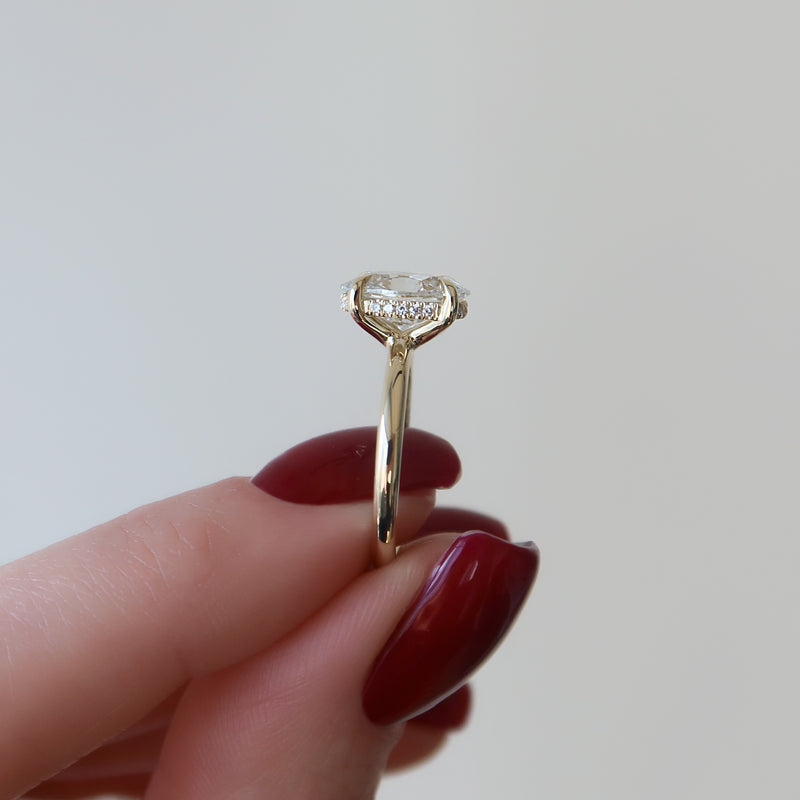 1.50 - 3.50 CT Oval  Cut CVD Diamond Hidden Halo Engagement Ring