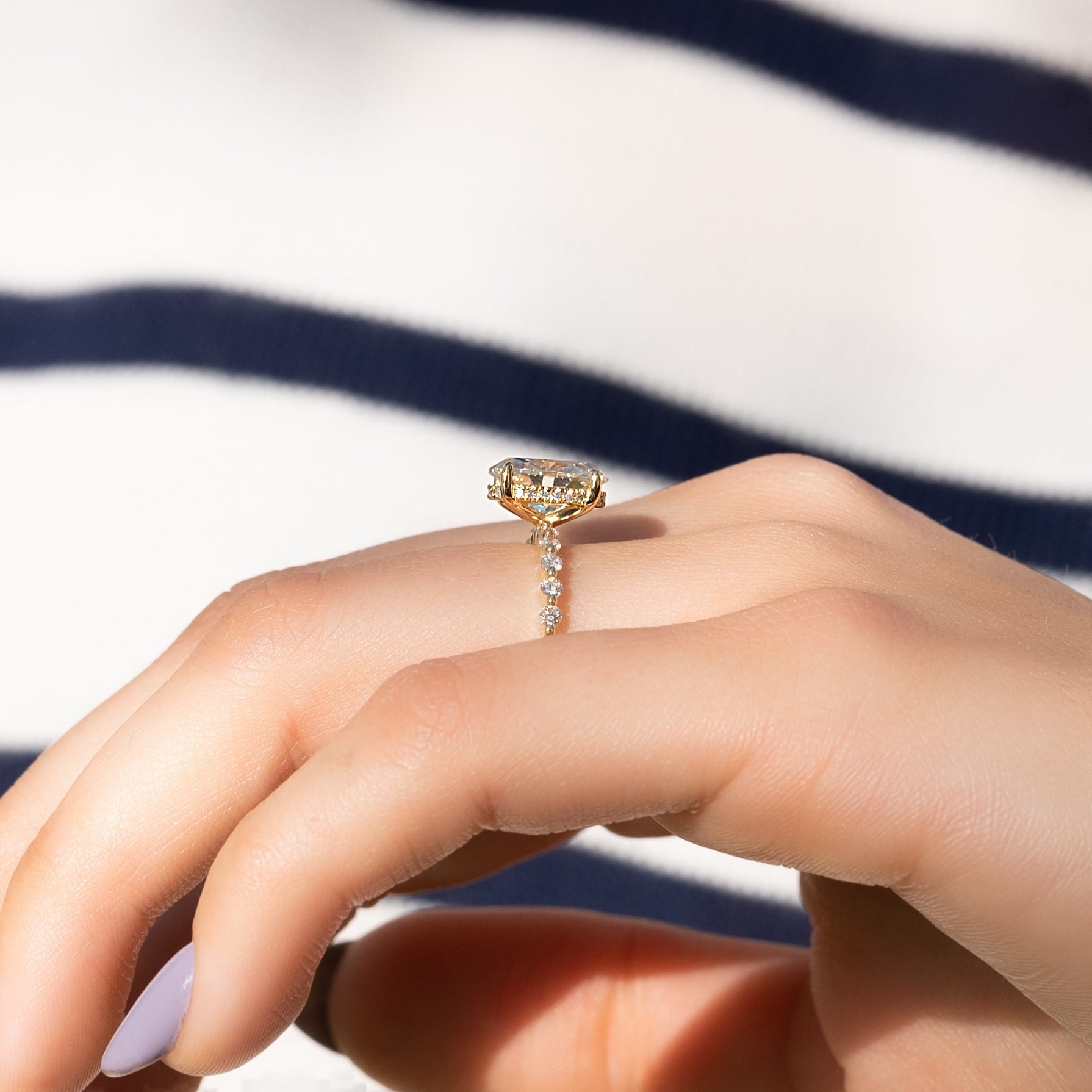 1.50 - 3.50 CT Oval Cut CVD Diamond Hidden Halo & Pave Engagement Ring