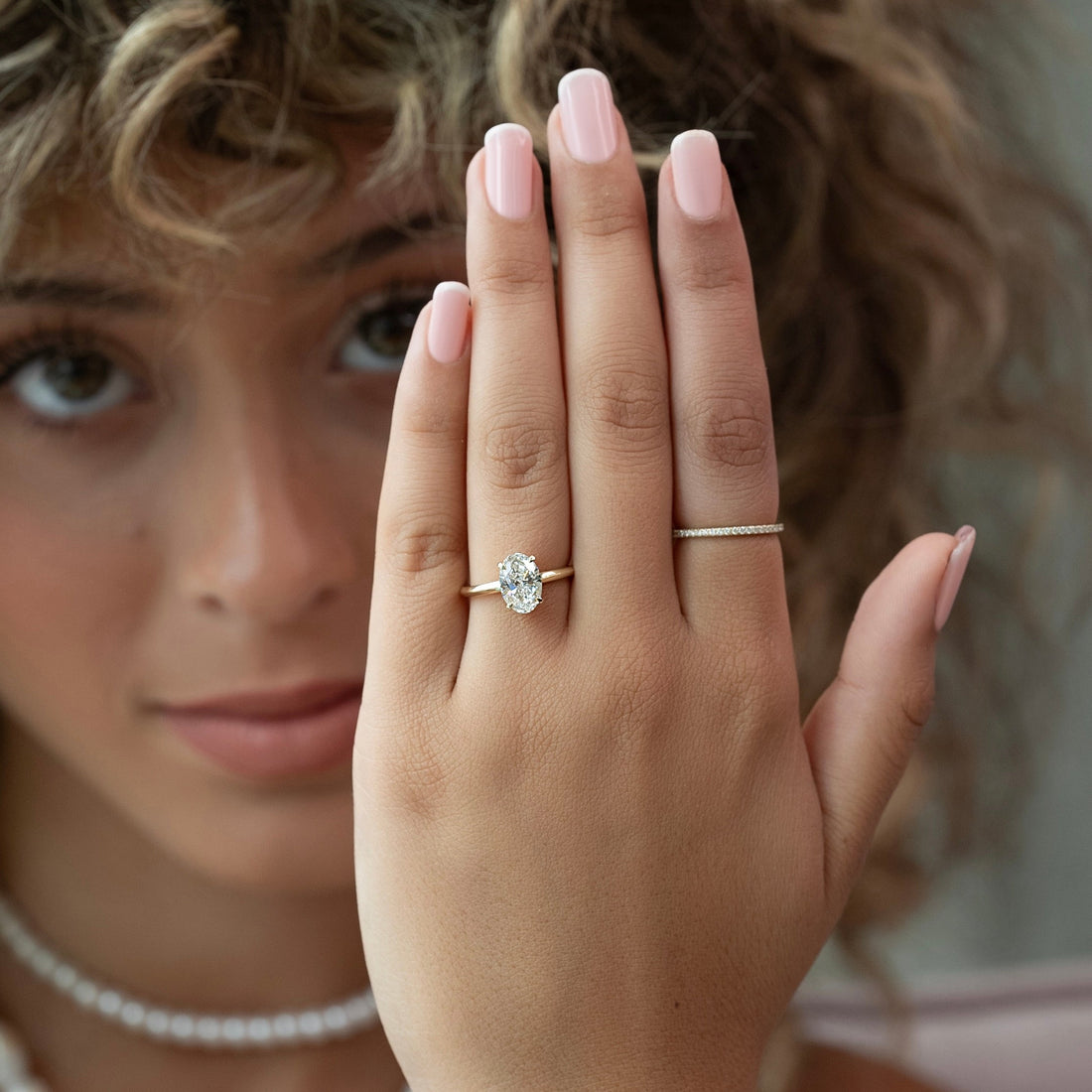 1.50 - 3.50 CT Oval  Cut CVD Diamond Hidden Halo Engagement Ring