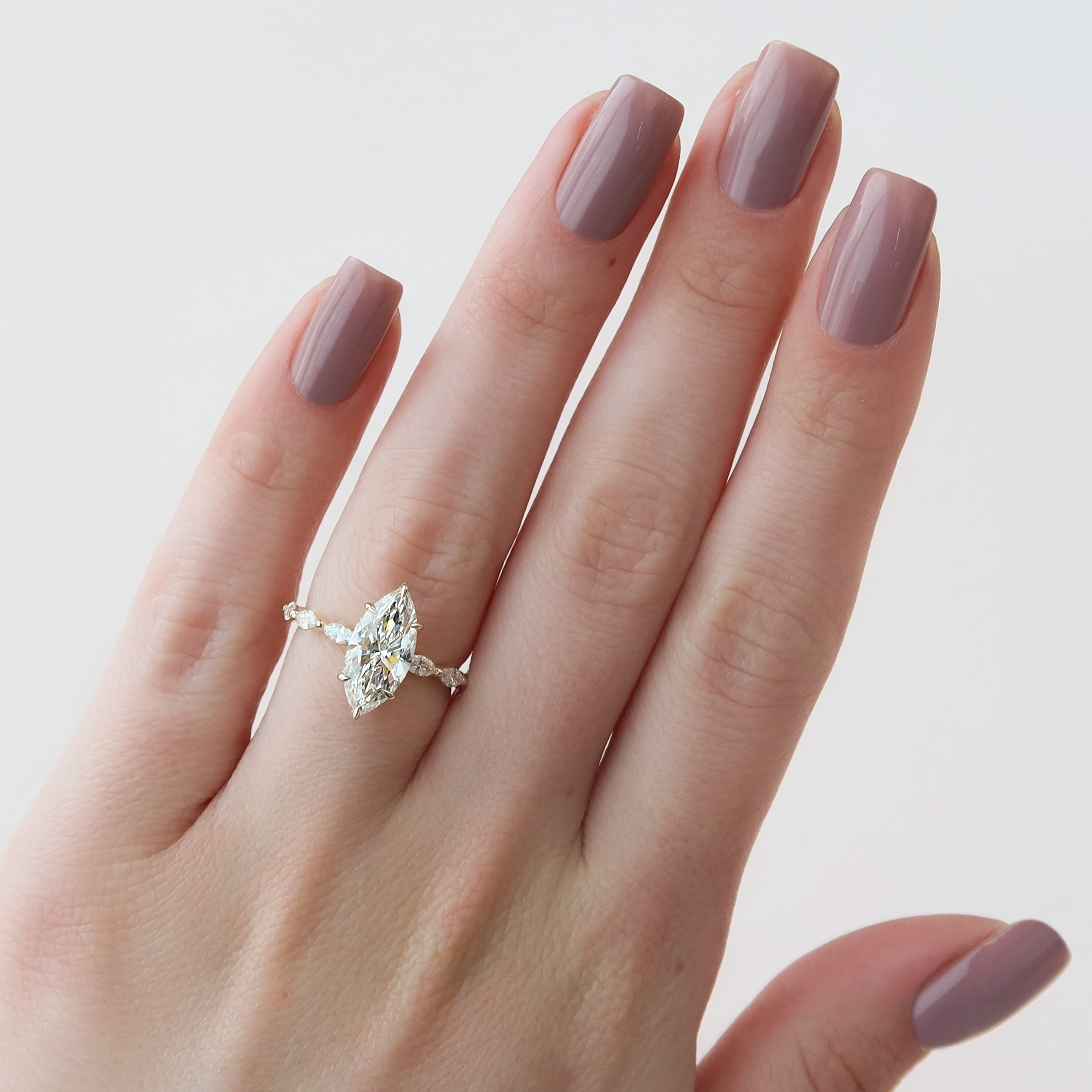 2.0 - 4.0 CT Marquise shaped CVD Diamond Pave & Hidden Halo StyleEngagement Ring