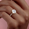 1.0 - 3.0 CT Round Cut CVD Diamond Hidden Halo & Pave Engagement Ring