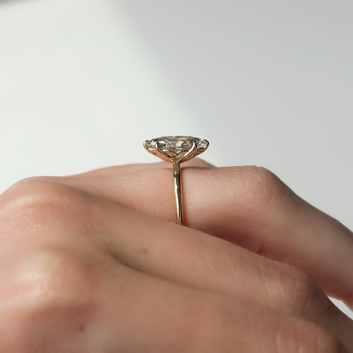 2.0 - 4.0 CT Marquise Cut CVD Diamond Solitaire Engagement Ring