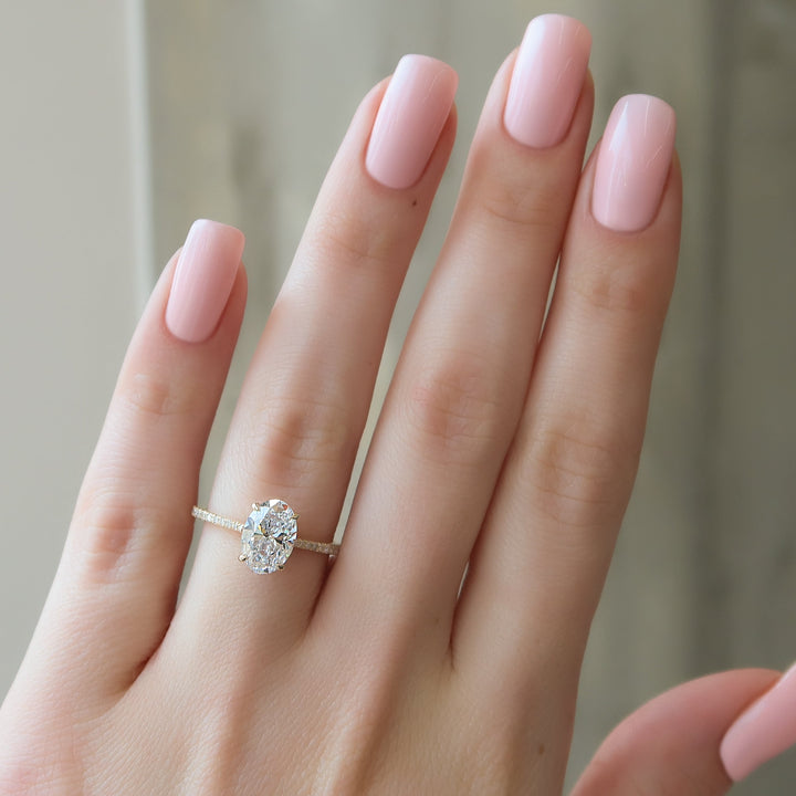 2.0 -4.0 CT Oval Cut CVD Diamond Pave Engagement Ring