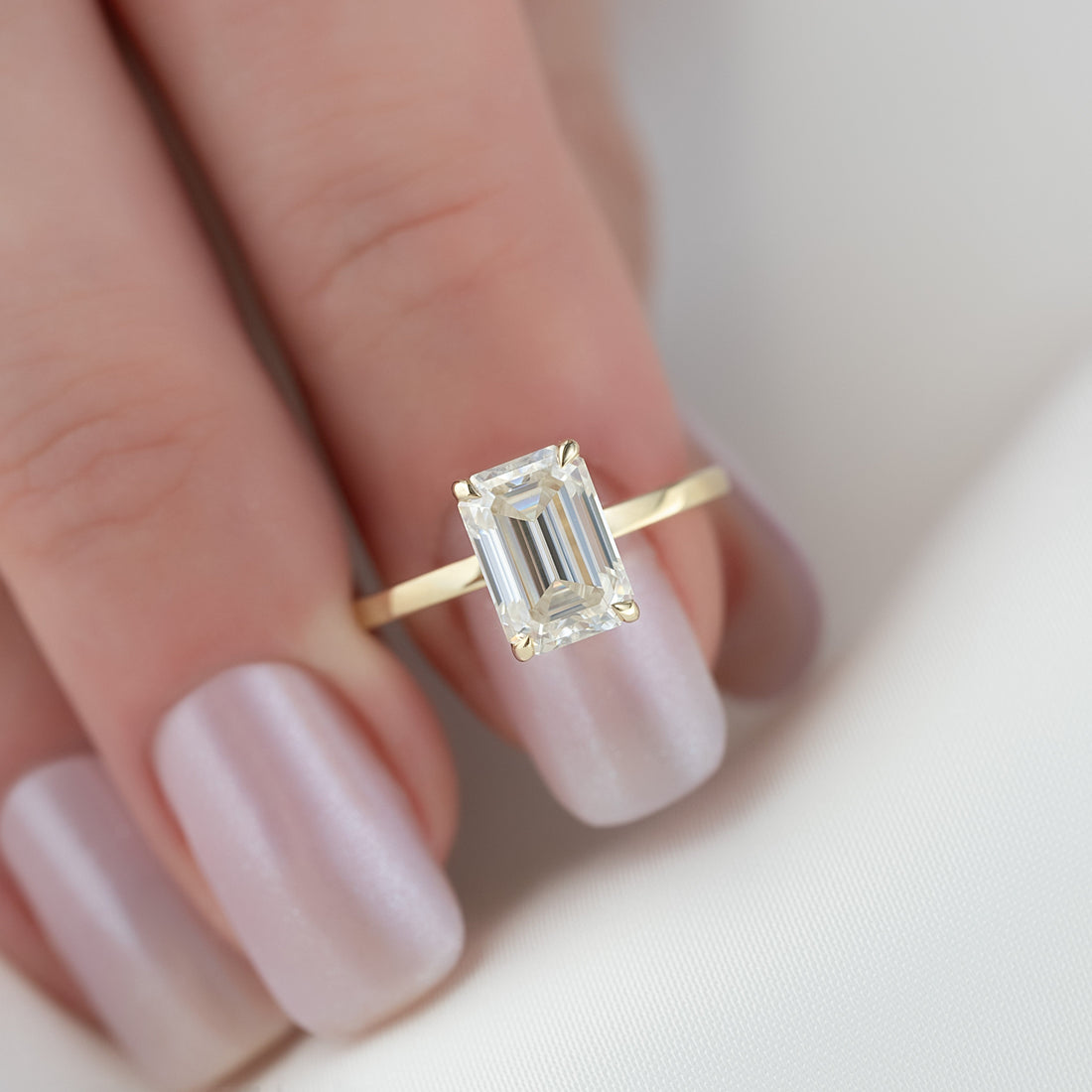 1.50 - 2.50 CT Emerald Cut CVD Diamond Solitaire Engagement Ring