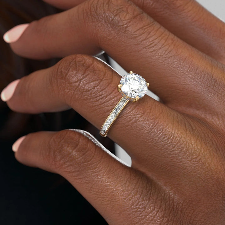 2.0 - 4.0 CT Round Cut CVD Diamond Hidden Halo & Pave Engagement Ring