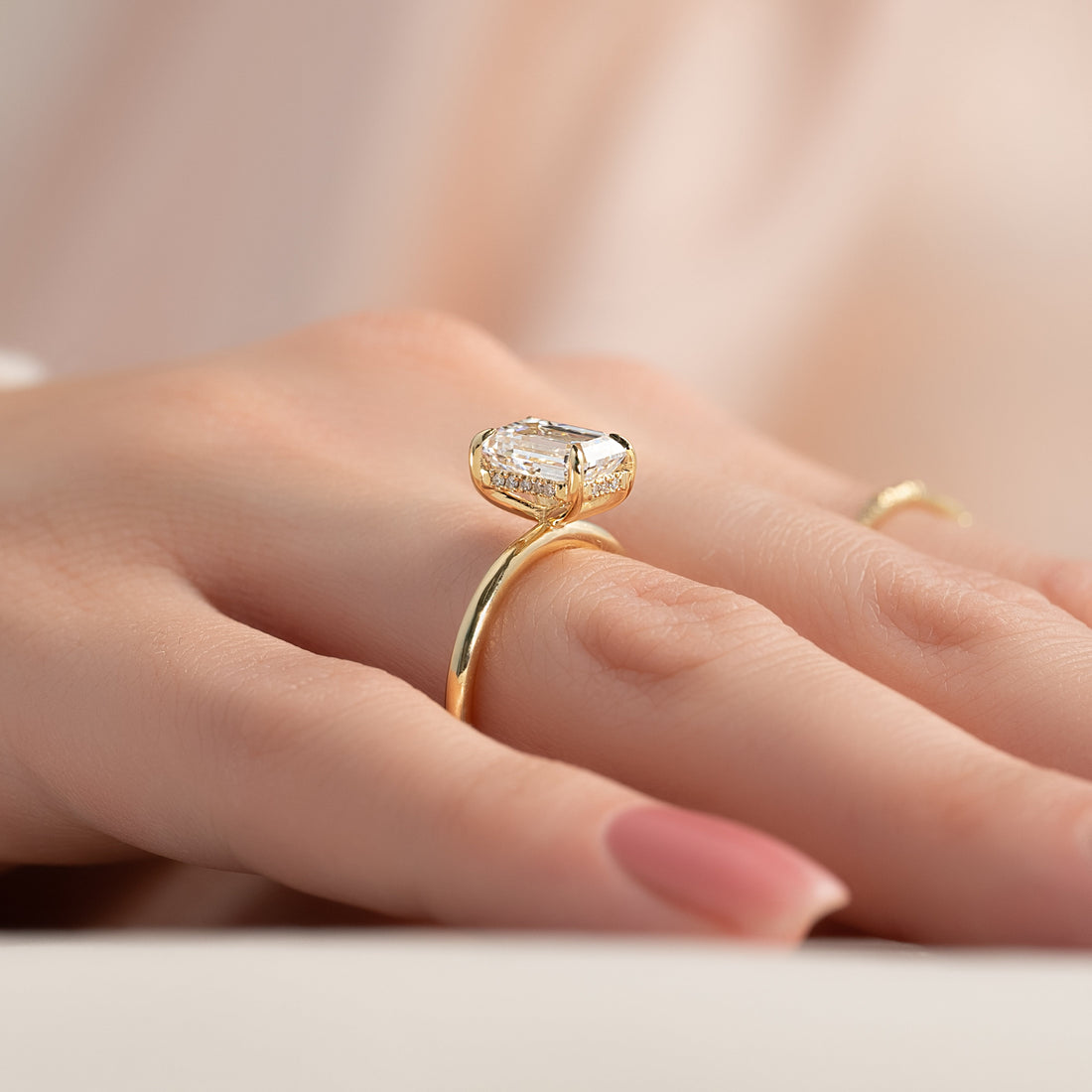 2.0 - 4.0 CT Emerald Cut CVD Diamond Hidden Halo Engagement Ring