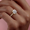 2.0- 4.0 CT Cushion Cut CVD Diamond Hidden Halo & Pave Engagement Ring