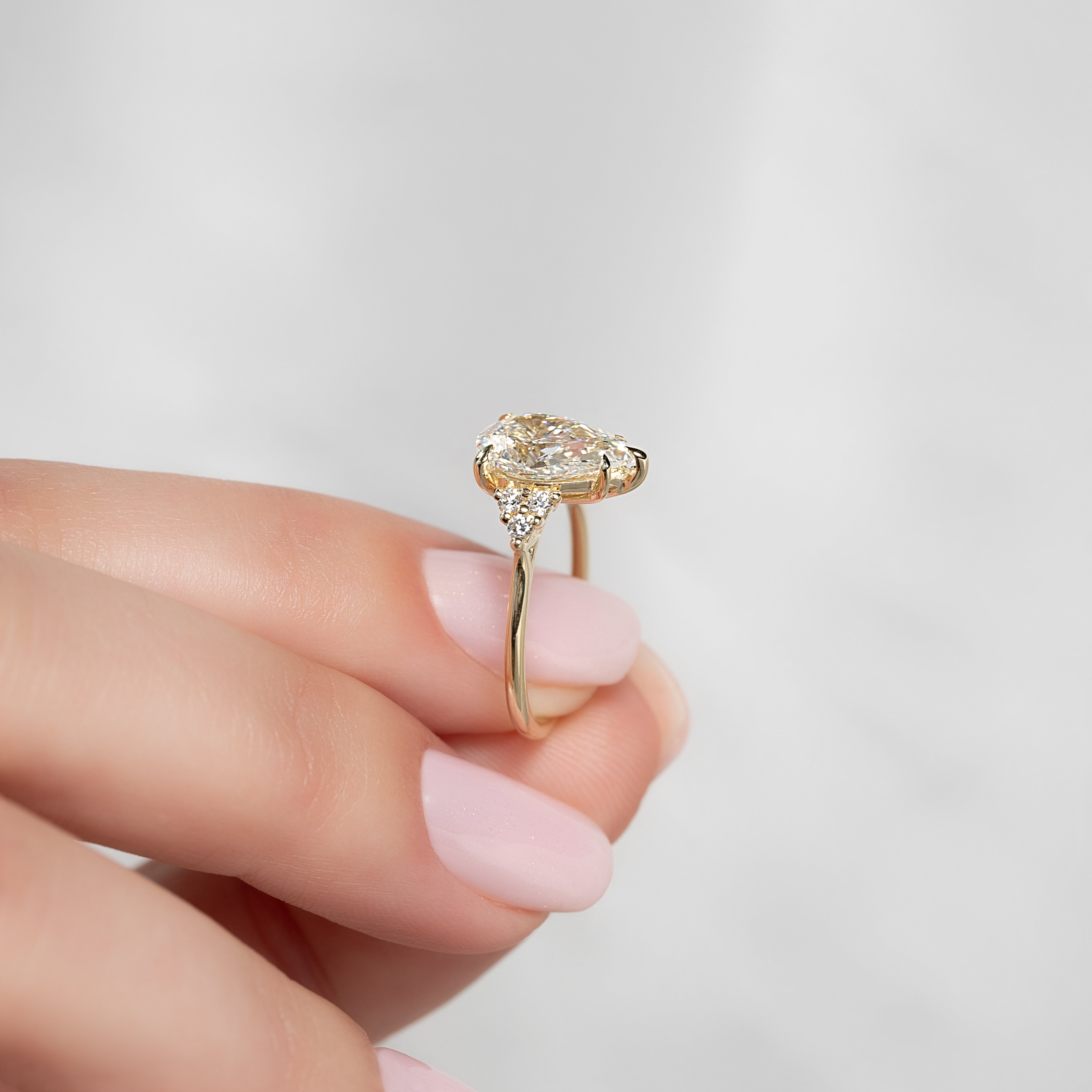 1.0 - 3.0  CT Pear Cut CVD Diamond Cluster Engagement Ring