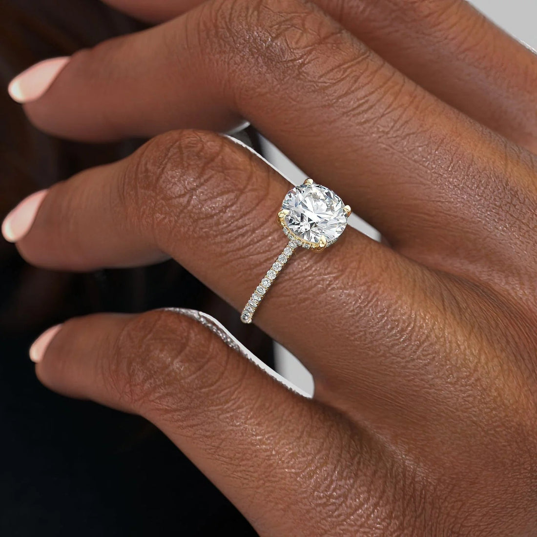 2.0 - 4.0 CT Round Cut CVD Diamond Hidden Halo & Pave Engagement Ring