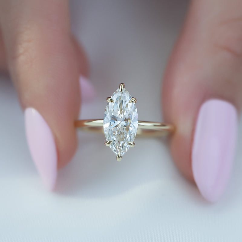 2.0 - 4.0 CT Marquise Cut CVD Diamond Hidden Halo Engagement Ring