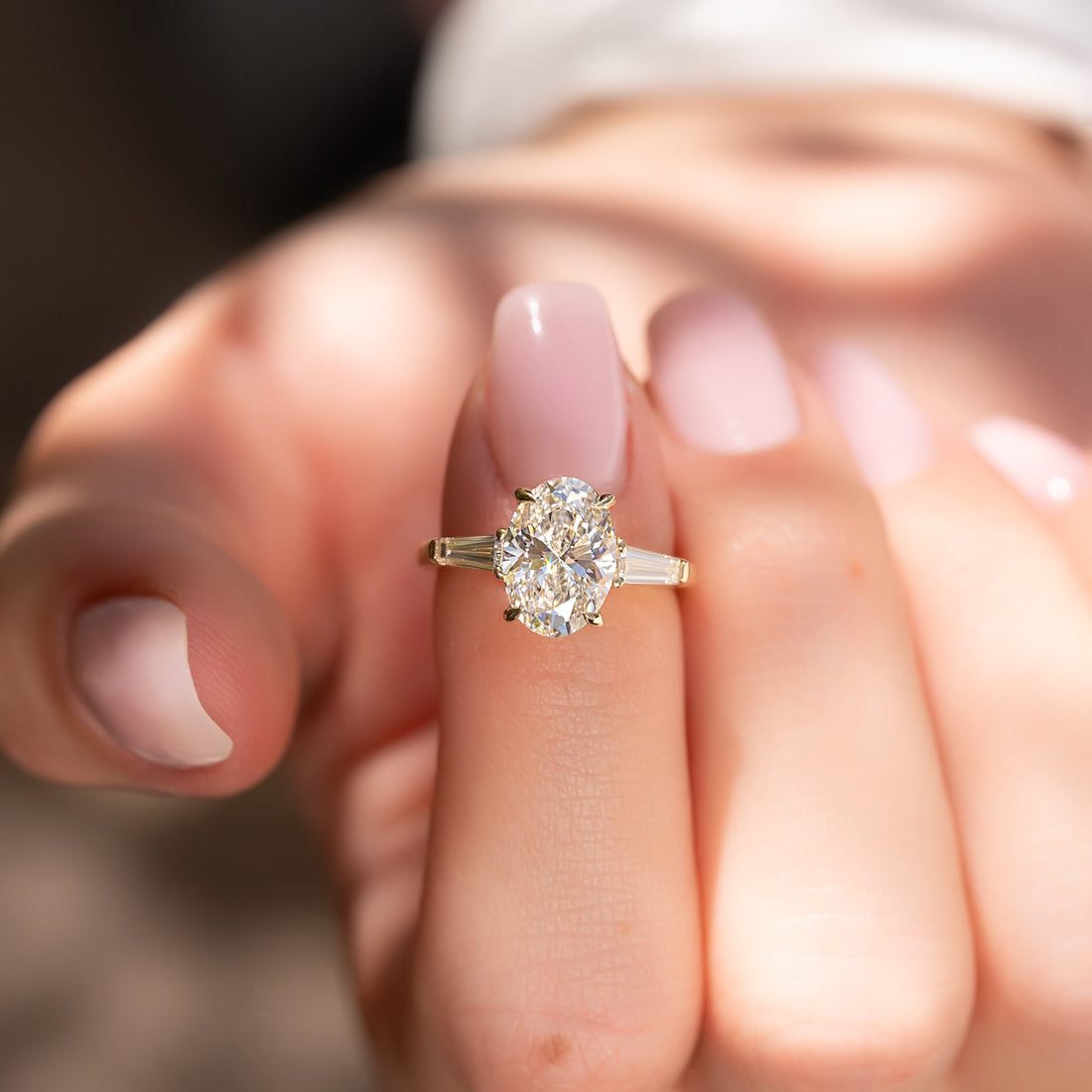 1.50 -3.50 CT Oval Cut CVD Diamond Three Stone Style Engagement Ring
