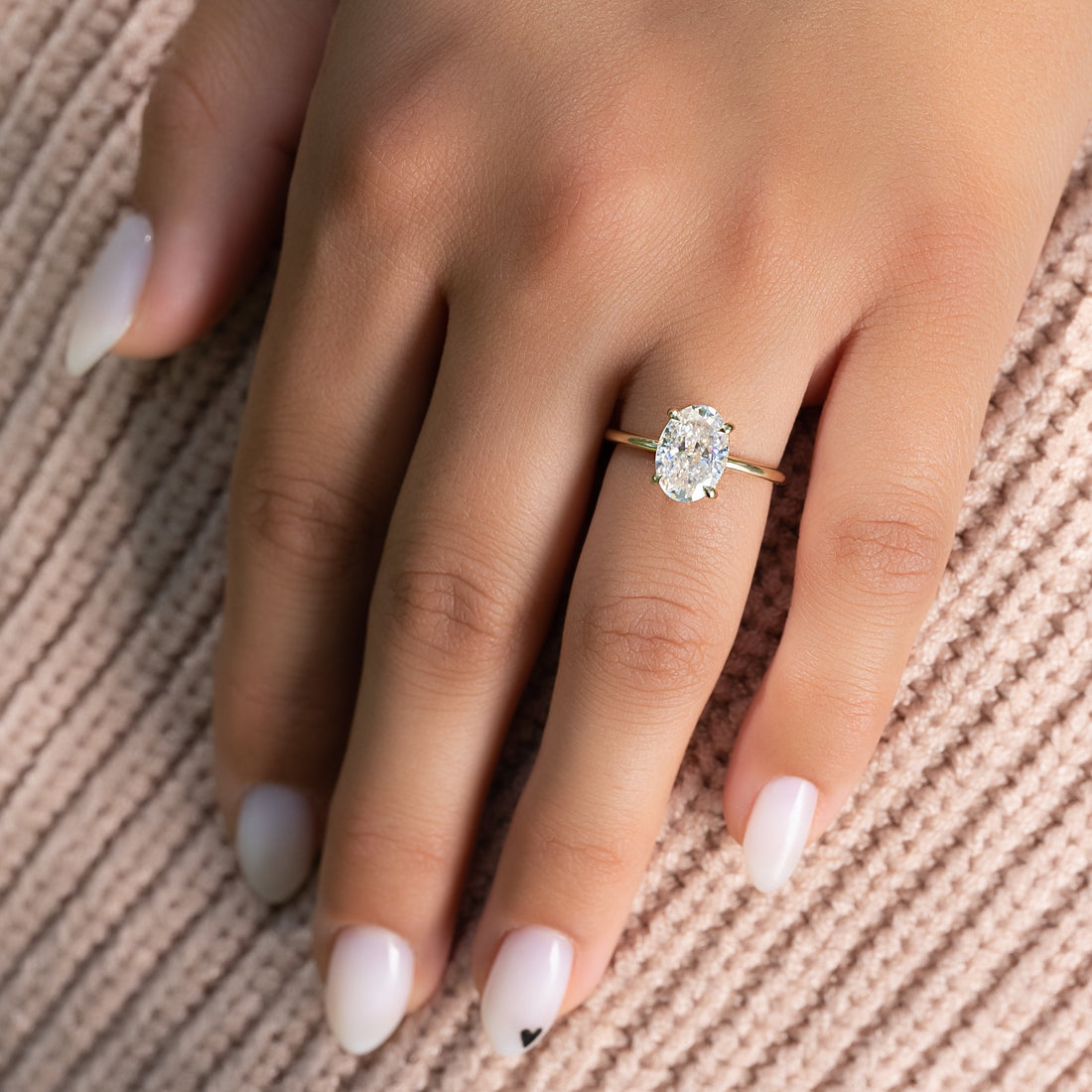 2.0  - 4.0 CT Oval  Cut CVD Diamond Hidden Halo Engagement Ring