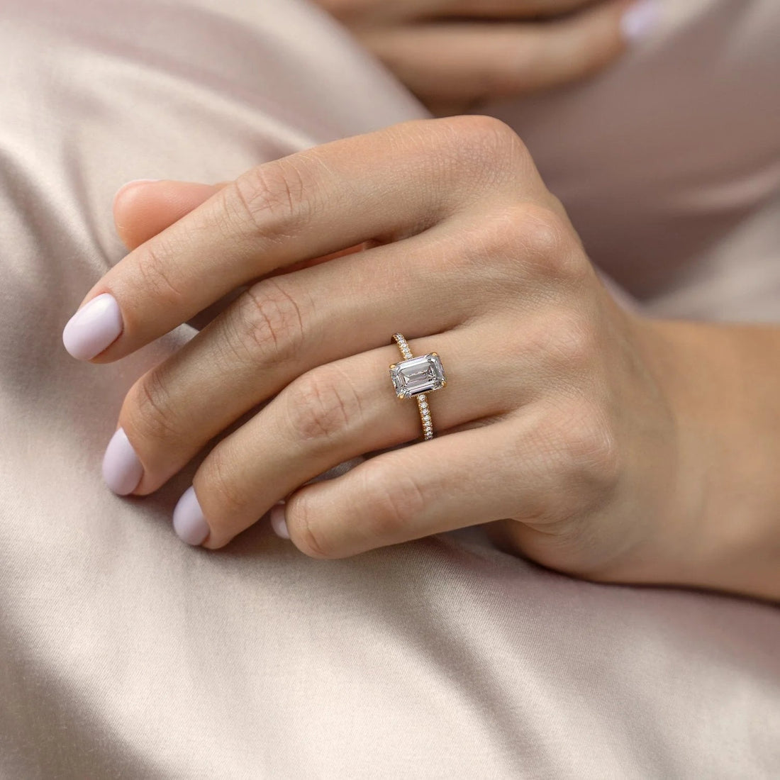 1.50 - 3.50 CT Emerald Cut CVD Diamond Hidden Halo & Pave Engagement Ring