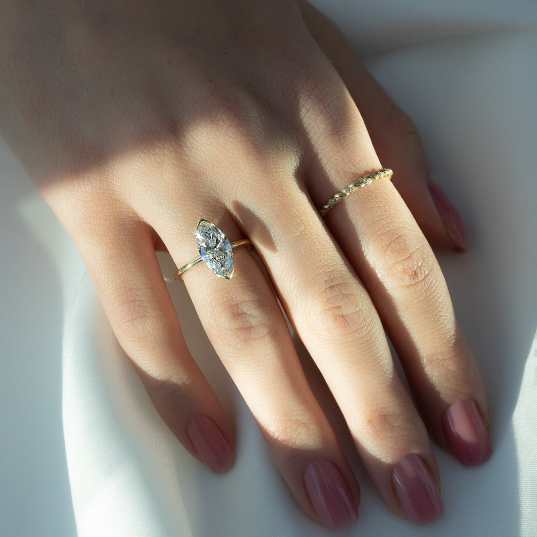 2.0 - 4.0 CT Marquise Cut CVD Diamond Solitaire Engagement Ring