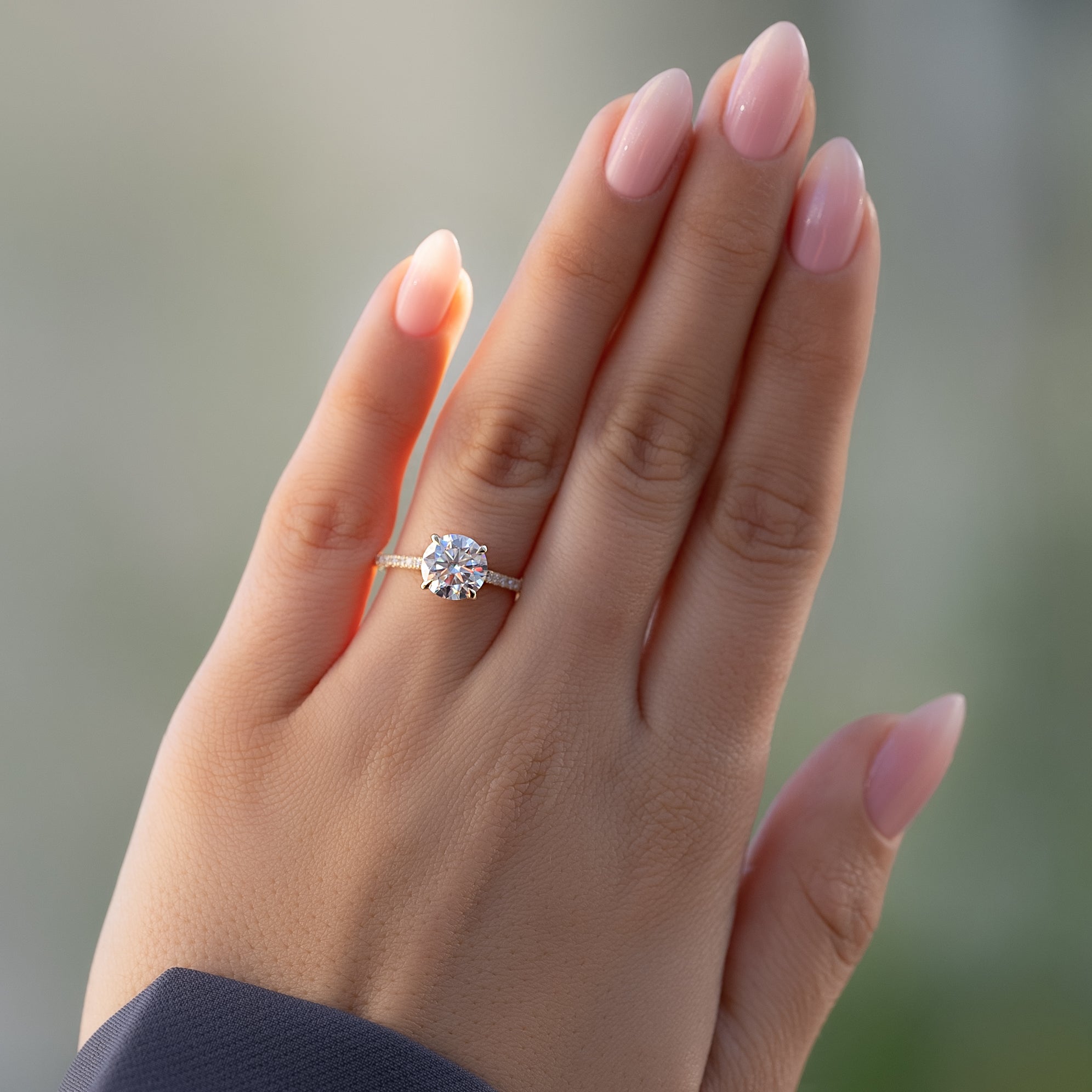 2.0 - 4.0 CT Round Cut CVD Diamond Hidden Halo & Pave Setting Engagement Ring