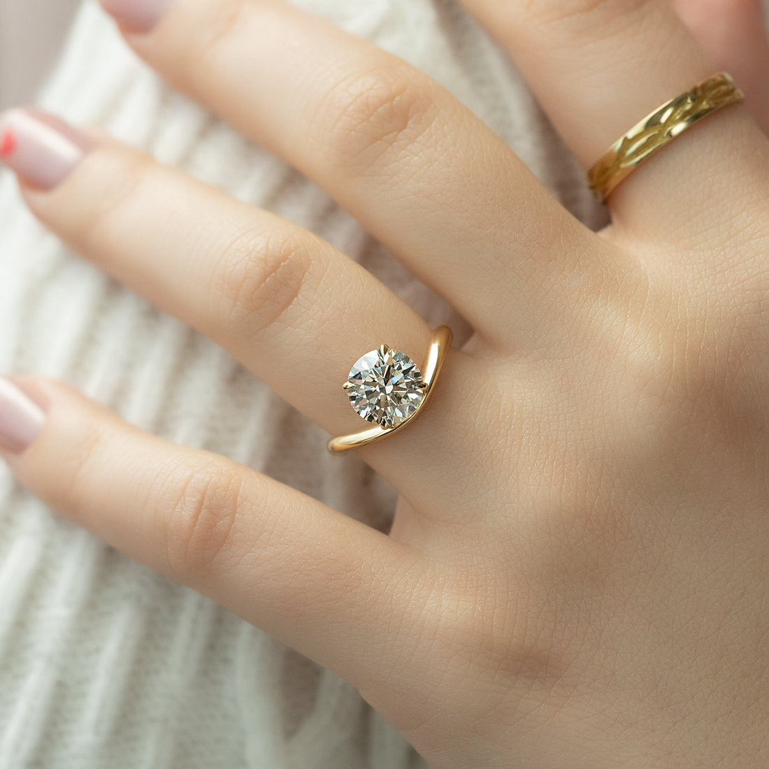1.0 - 3.0 CT Round Cut CVD Diamond Solitaire Engagement Ring