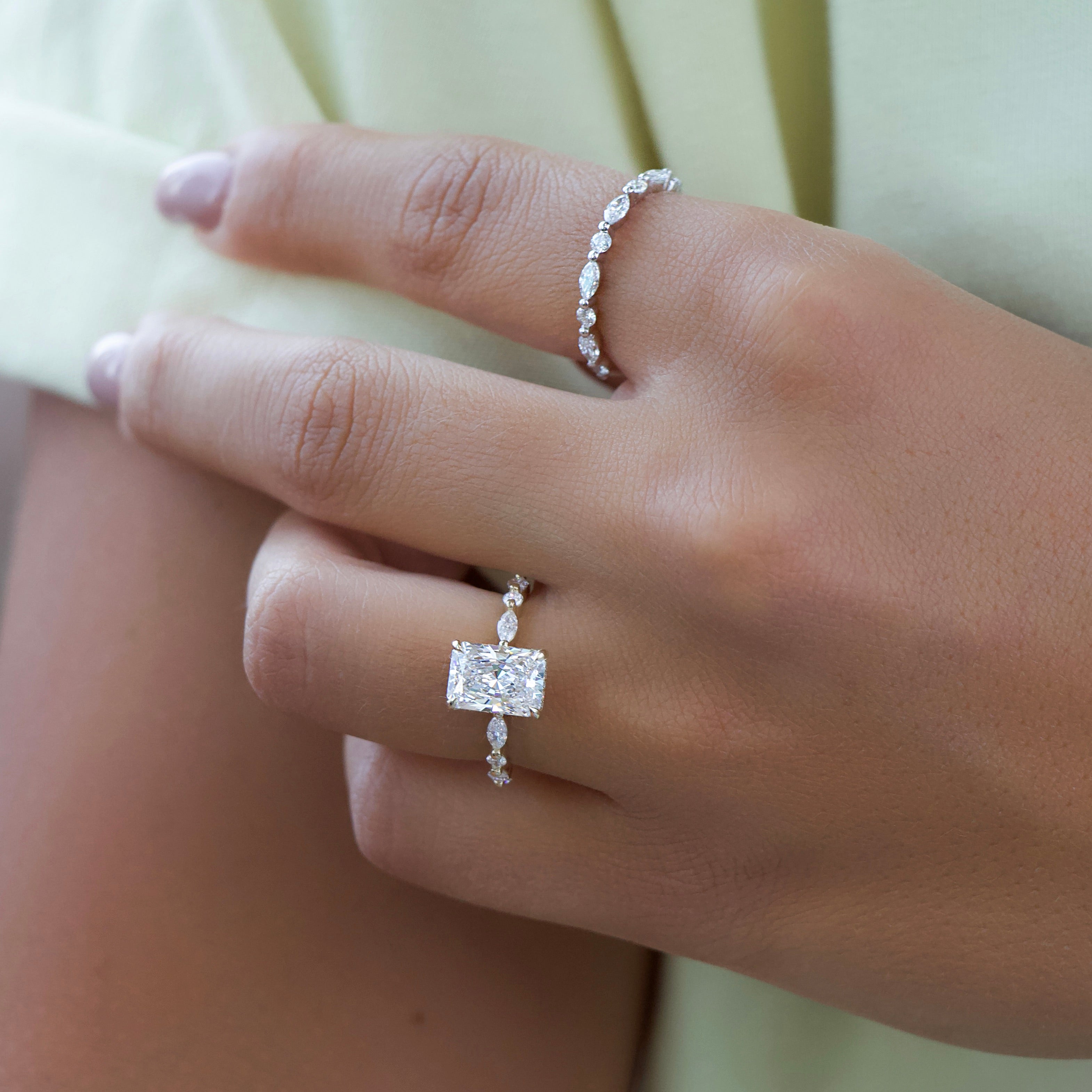 2.0 - 4.0  CT Radiant Cut CVD Diamond Hidden Halo & Pave Engagement Ring