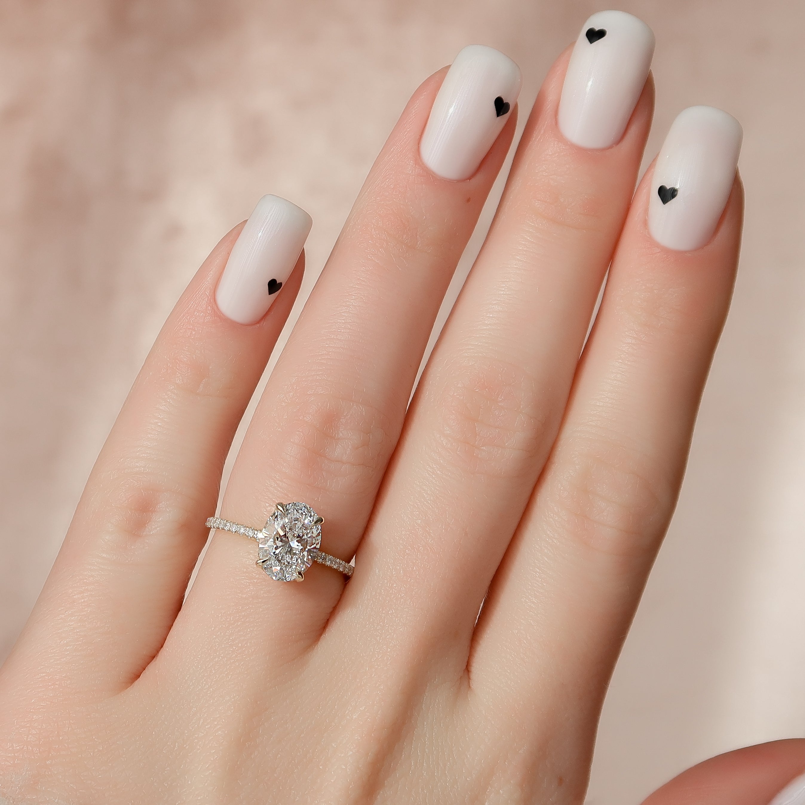 2.0 -4.0 CT Oval Cut CVD Diamond Hidden Halo & Pave Engagement Ring