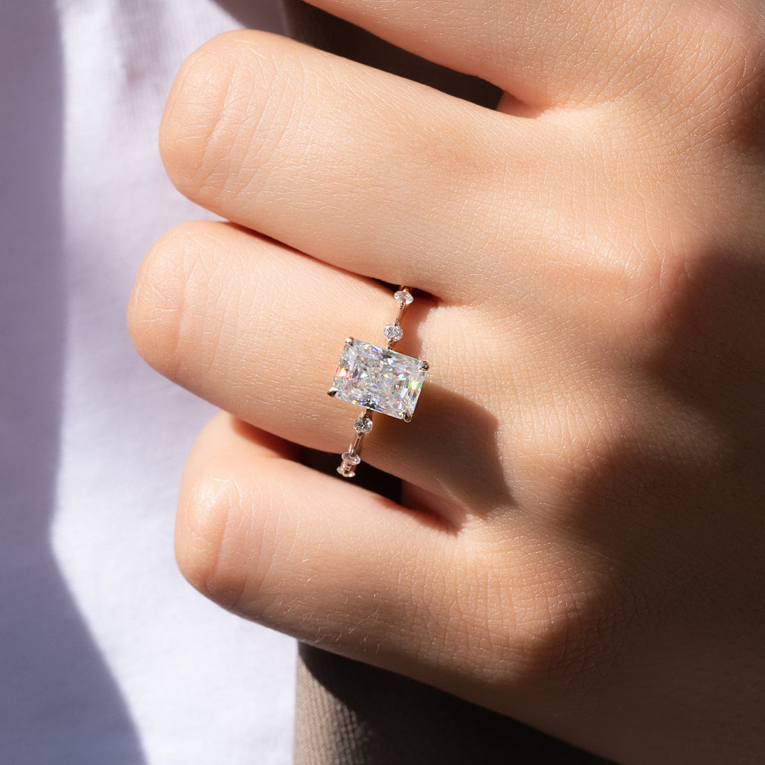 2.0 - 4.0  CT Radiant Cut CVD Diamond Dainty Engagement Ring