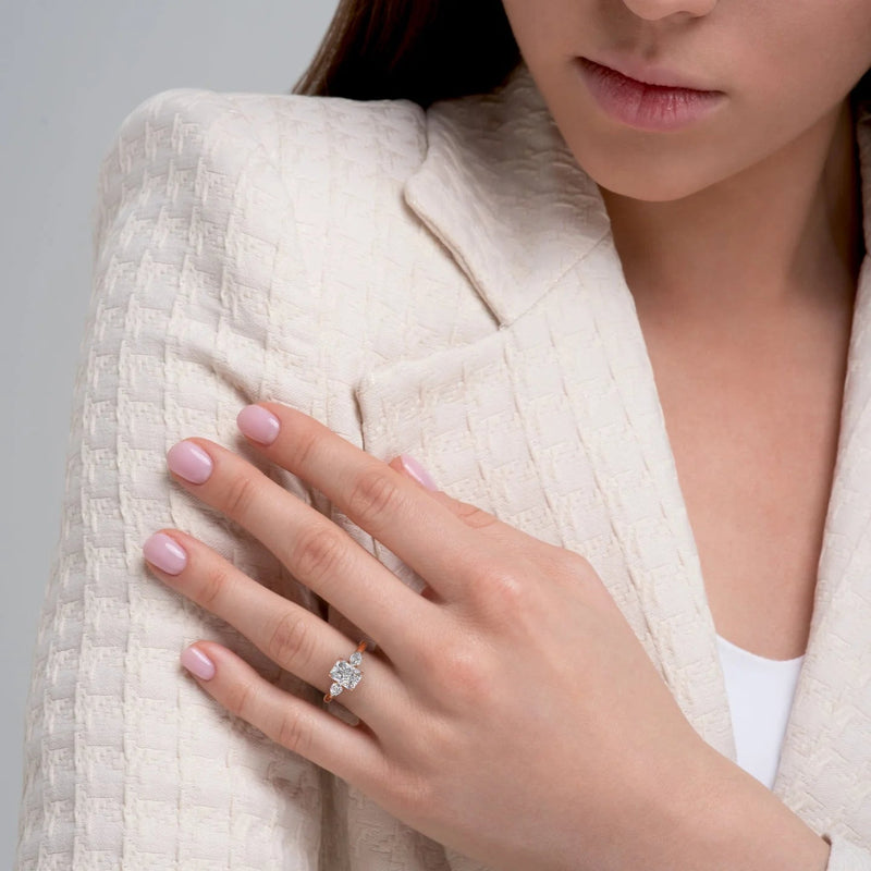 2.0 - 4.0  CT Radiant Cut CVD Diamond Three Stone Style Engagement Ring