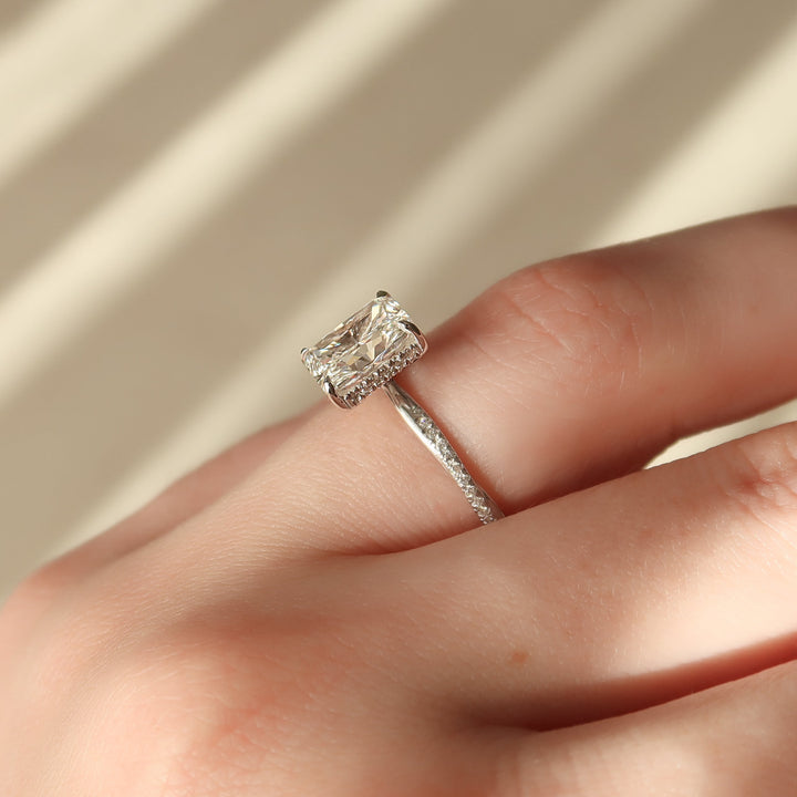 2.0 - 4.0  CT Radiant Cut CVD Diamond twisted Pave Engagement Ring