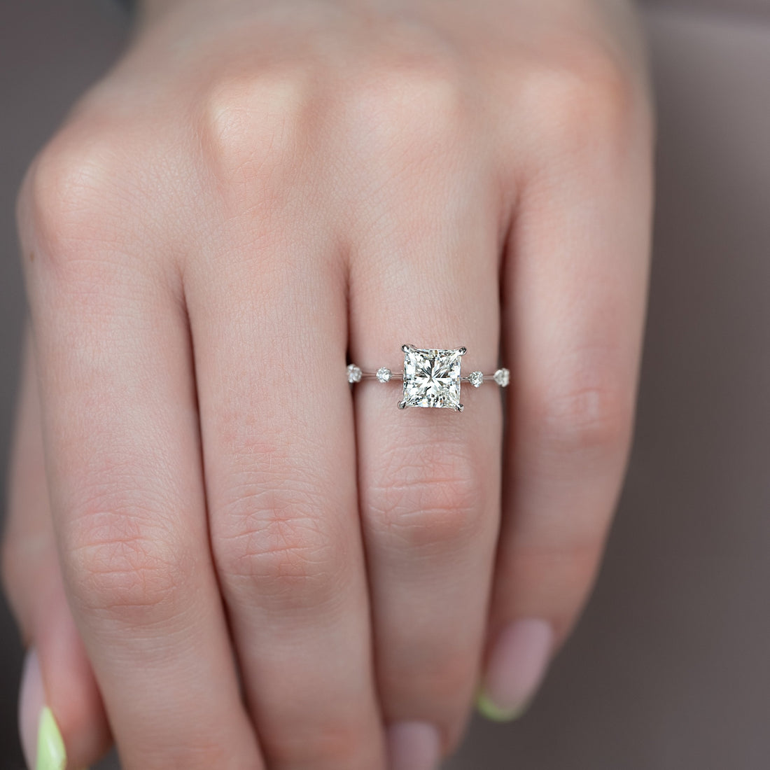 1.0 - 3.50 CT Princess Cut CVD Diamond Dainty Style Engagement Ring
