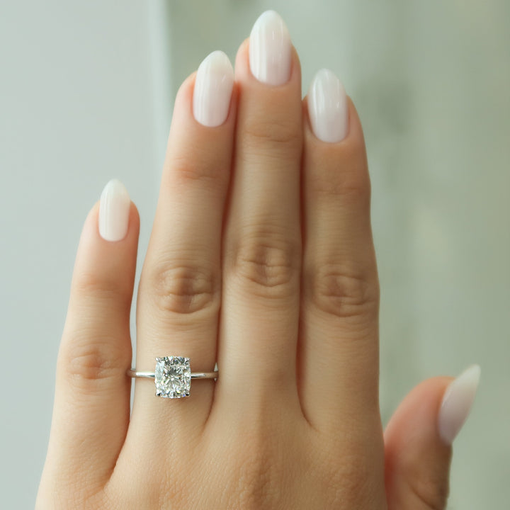 2.0 - 4.0 CT Elongated Cushion Cut CVD Diamond Solitaire Engagement Ring