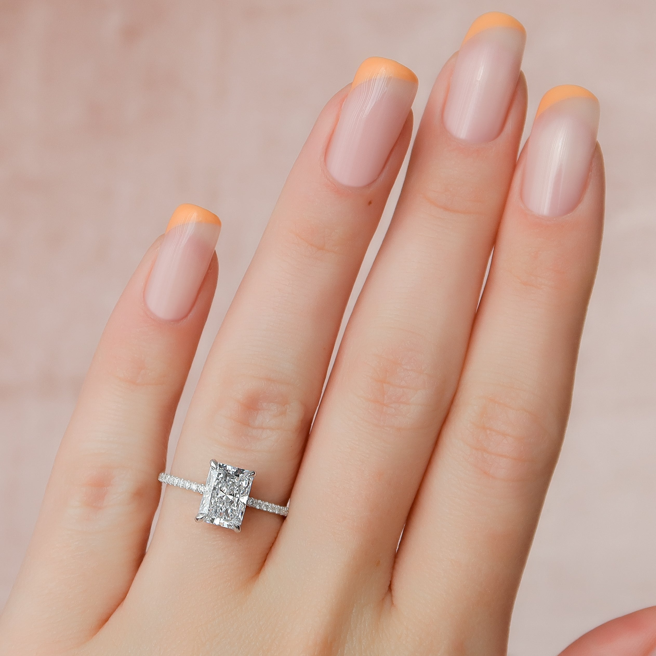 2.0 - 4.0  CT Radiant Cut CVD Diamond Hidden Halo & Pave Engagement Ring