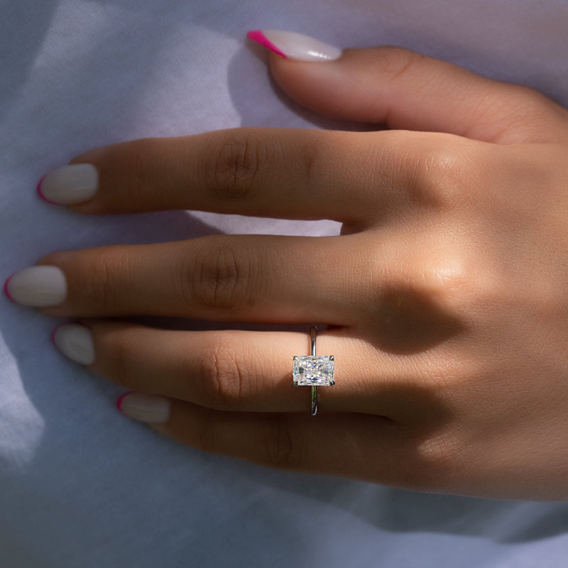 2.0 - 4.0  CT Radiant Cut CVD Diamond Solitaire Engagement Ring