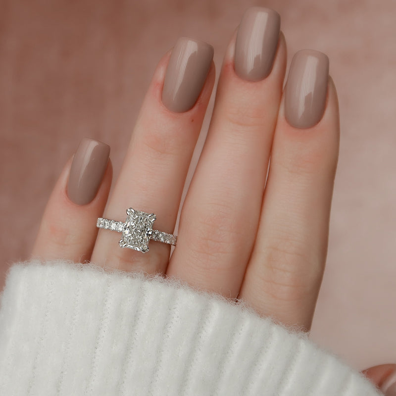 2.0 - 4.0  CT Radiant Cut CVD Diamond Hidden Halo & Pave Engagement Ring