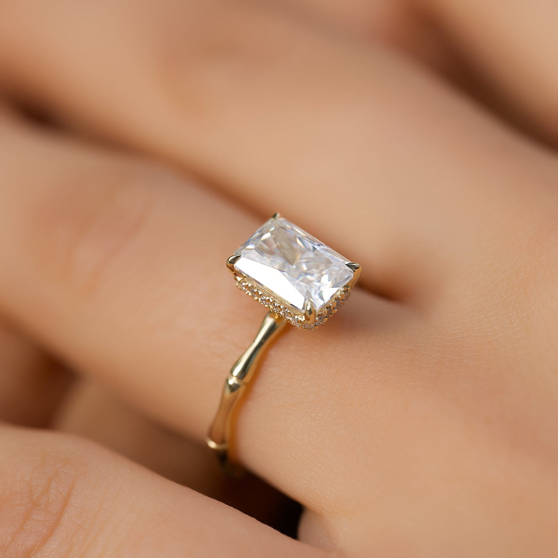 2.0 - 4.0  CT Radiant Cut CVD Diamond Hidden Halo Engagement Ring