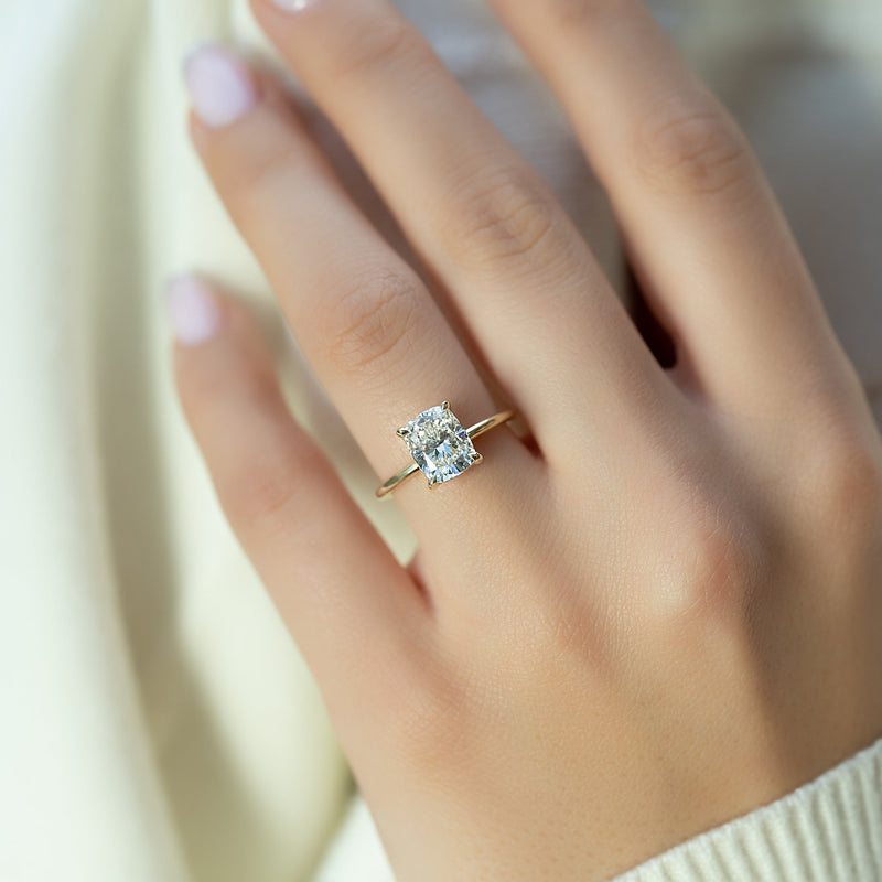 2.0 - 4.0 CT Elongated Cushion Cut CVD Diamond Hidden Halo Engagement Ring