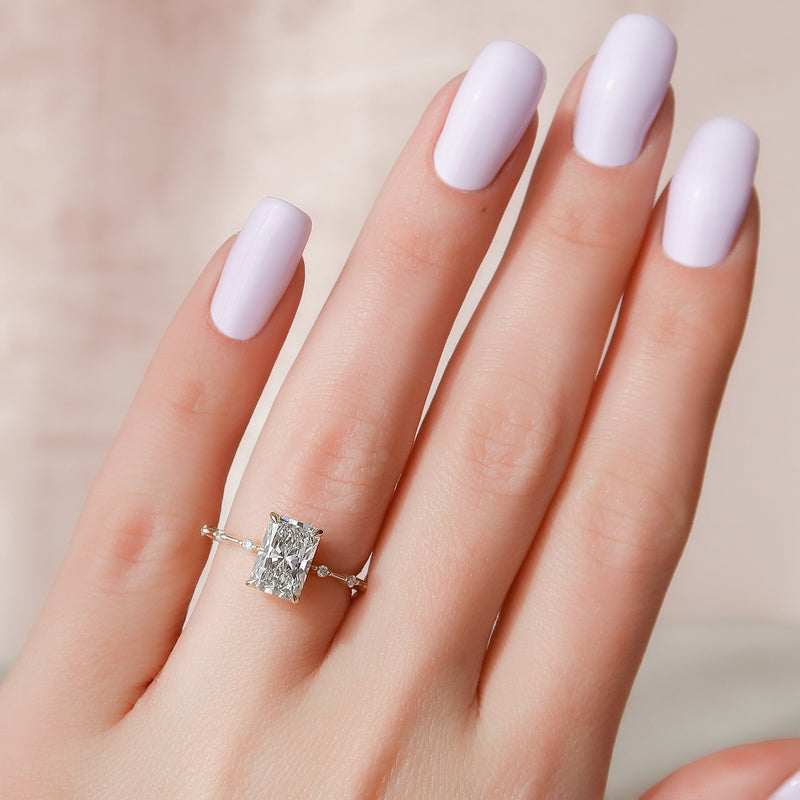 2.0 - 4.0  CT Radiant Cut CVD Diamond Dainty Engagement Ring