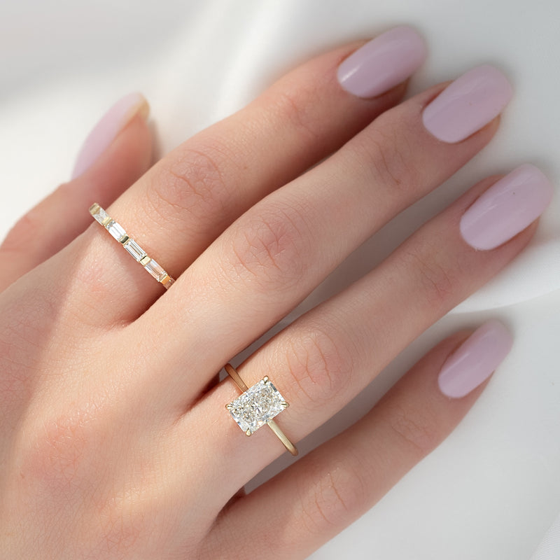 2.0 - 4.0  CT Radiant Cut CVD Diamond Hidden Halo Engagement Ring