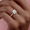 2.0 - 4.0 CT Princess Cut CVD Diamond Hidden Halo & Pave Engagement Ring