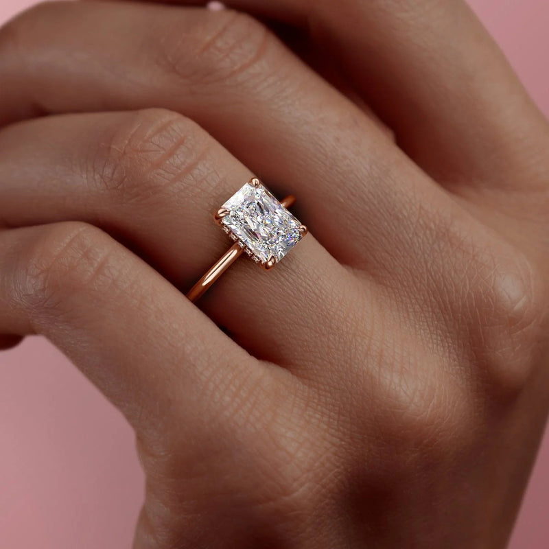 2.0 - 4.0  CT Radiant Cut CVD Diamond Hidden Halo Engagement Ring