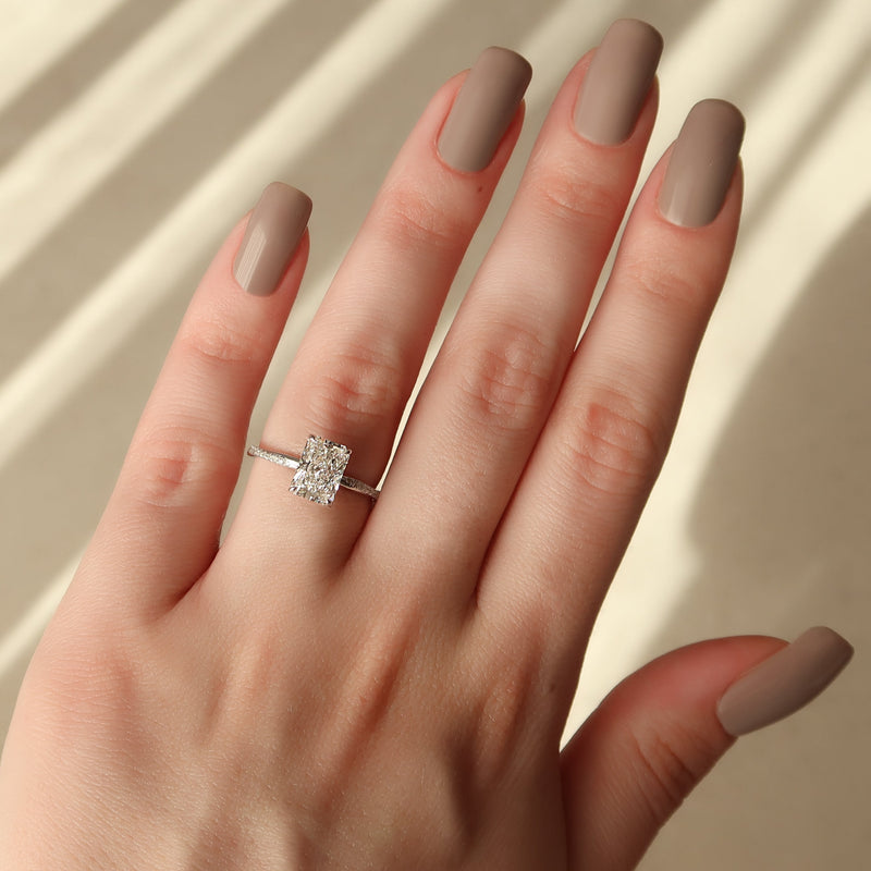 2.0 - 4.0  CT Radiant Cut CVD Diamond twisted Pave Engagement Ring