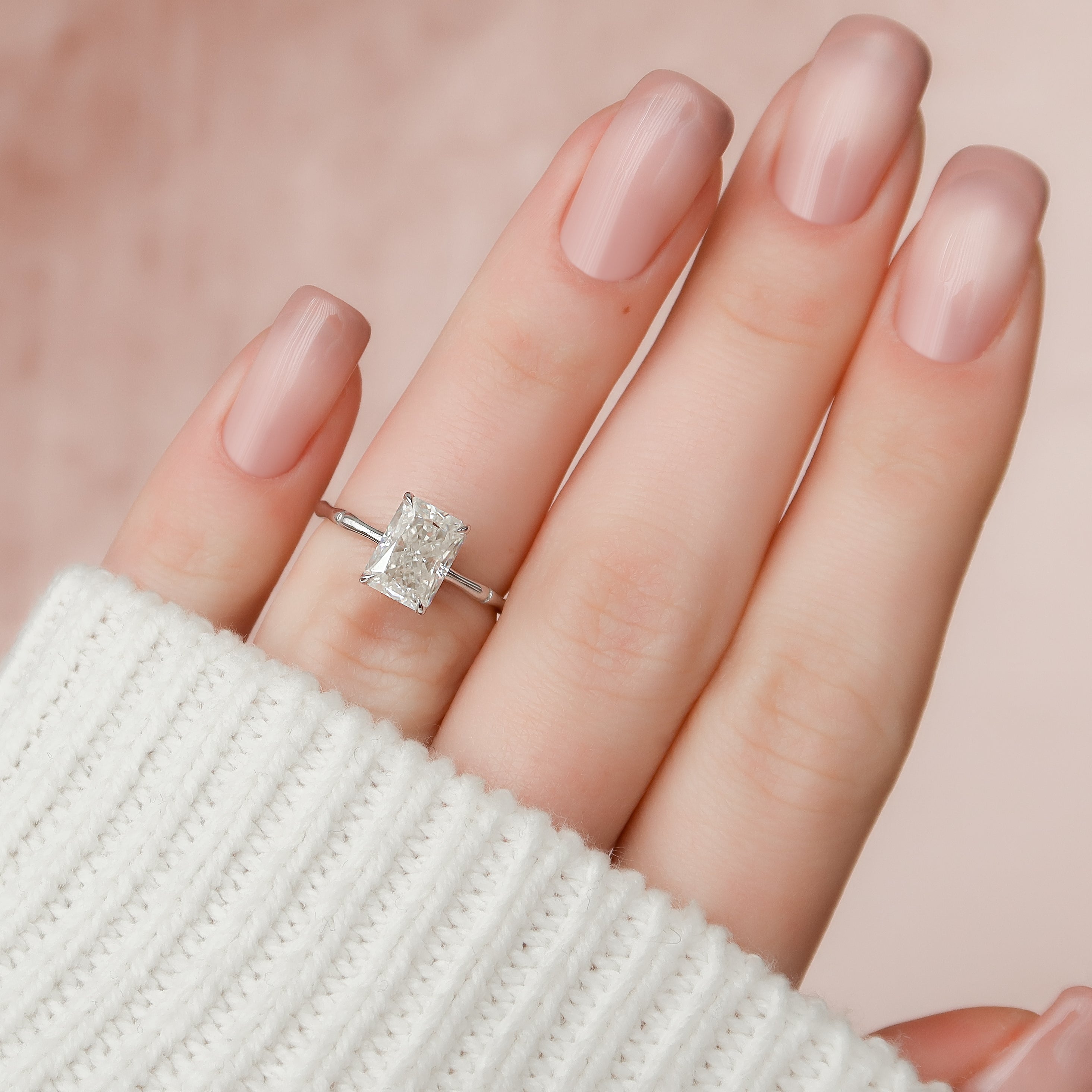 2.0 - 4.0  CT Radiant Cut CVD Diamond Hidden Halo Engagement Ring