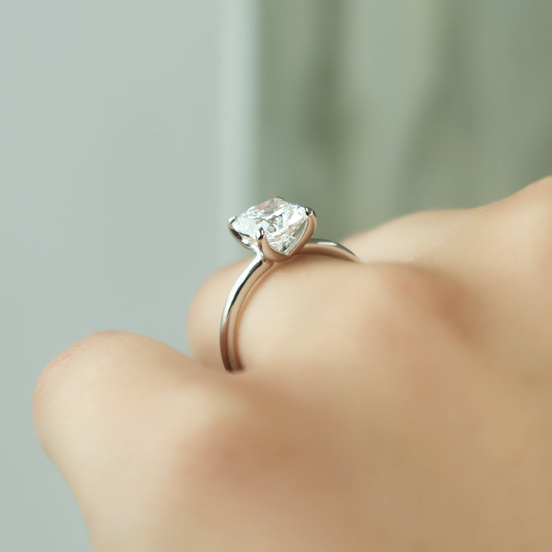 2.0 - 4.0 CT Elongated Cushion Cut CVD Diamond Solitaire Engagement Ring