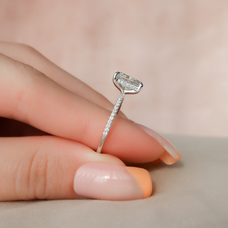 2.0 - 4.0  CT Radiant Cut CVD Diamond Hidden Halo & Pave Engagement Ring