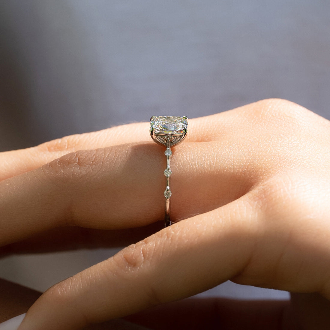 2.0 - 4.0 CT Elongated Cushion Cut CVD Diamond Dainty Engagement Ring